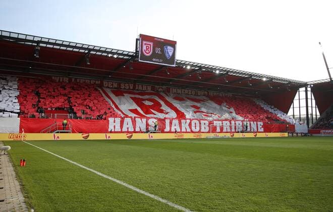 Choreographie auf der Hans Jakob Tribuene DFL regulations prohibit any use of photographs as image sequences and or quasi-video. SSV Jahn Regensburg - VfL Bochum --- 2. Bundesliga --- Fussball --- 05.04.2019 Regensburg Copyright: xEIBNER AndreasxNicklx EP_ANL