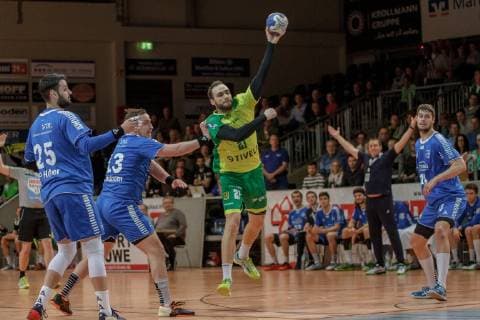2. Handball Bundesliga, VFL Eintracht Hagen - TSV Bayer Dormagen, Hagen, 5.4.2019 Jan-Lars Gaubatz (Eintracht Hagen), VFL Eintracht Hagen - TSV Bayer Dormagen am 5.4.2019 in der Krollmann Arena, Hagen