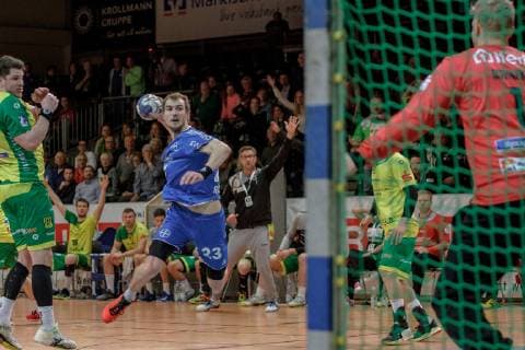 2. Handball Bundesliga, VFL Eintracht Hagen - TSV Bayer Dormagen, Hagen, 5.4.2019 Benjamin Richter (TSV Bayer Dormagen), VFL Eintracht Hagen - TSV Bayer Dormagen am 5.4.2019 in der Krollmann Arena, Hagen