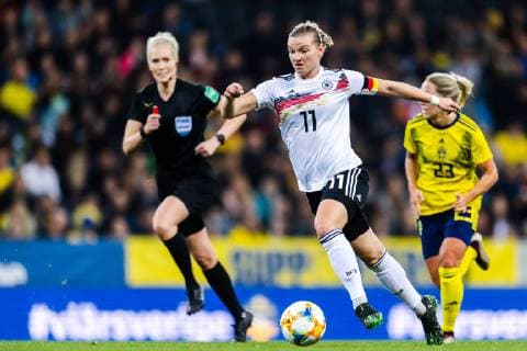 Sport Bilder des Tages Fußball, Damen Länderspiel, Schweden - Deutschland 190406 Alexandra Popp of Germany during the women s International Friendly Länderspiel football match between Sweden and Germany on April 6, 2019 in Stockholm. Photo: Joel Marklund BILDBYRAN kod JM 87921 Copyright: JOELxMARKLUND BB190406JM021