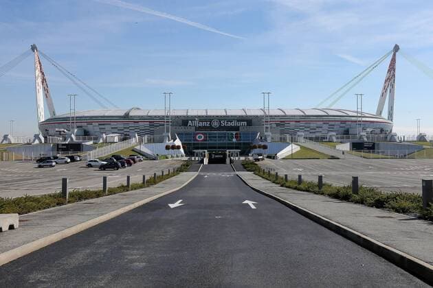 The main entrance, Juventus General Views at Allianz Stadium, Turin. Picture date: 5th April 2019. Picture credit should read: Jonathan Moscrop Sportimage Photo Agency EDITORIAL USE ONLY. No use with unauthorised audio, video, data, fixture lists, club league logos or live services. Online in-match use limited to 120 images, no video emulation. No use in betting, games or single club league player publications. SPI-0022