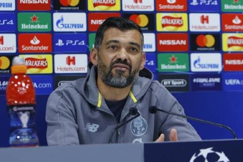 8th April 2019, Anfield, Liverpool, England; FC Porto press conference PK Pressekonferenz ahead of their Champions League fixture against Liverpool FC; FC Porto coach Sergio Conceicao speaks to the media at Anfield ahead of tomorrow night s Champions League quarter final first leg versus Liverpool  ActionPlus12122209 AlanxMartin