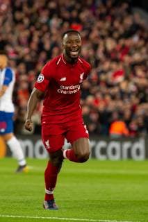 Liverpool, England, 09.04.2019, UEFA Champions League - 2018 19 Season, Round of 8, Viertelfinale Liverpool FC vs. FC Port, Tor zum 1:0, Torschuetze Sadio Mane (LFC) jubelt ( DeFodi053