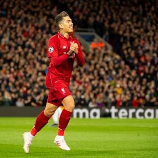 Liverpool, England, 09.04.2019, UEFA Champions League - 2018 19 Season, Round of 8, Viertelfinale Liverpool FC vs. FC Port, Tor zum 2:0, Torschuetze Roberto Firmino (LFC) jubelt ( DeFodi053