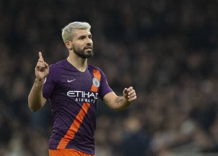 London, United Kingdom, 09.04.2019, UEFA Champions League - 2018 19 Season, Viertelfinale, 1. Runde, Tottenham Hotspur - Manchester City, Sergio Aguero (Manchester City) gestures ( DeFodi056