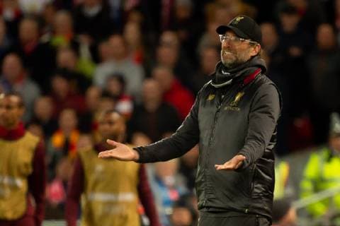 Liverpool, England, 09.04.2019, UEFA Champions League - 2018 19 Season, Round of 8, Viertelfinale Liverpool FC vs. FC Port, Trainer Juergen Klopp (LFC) gestikuliert, gestik ( DeFodi053