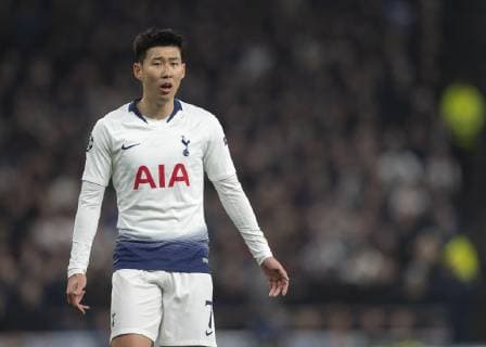 London, United Kingdom, 09.04.2019, UEFA Champions League - 2018 19 Season, Viertelfinale, 1. Runde, Tottenham Hotspur - Manchester City, Son Heung-Min (Tottenham) looks on ( DeFodi056