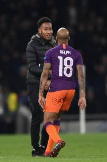Tottenham Hotspur v Manchester City UEFA Champions League A pitch invader approaches Fabian Delph of Manchester City during the UEFA Champions League match at the Tottenham Hotspur Stadium, London Content Not Available For UK Newspapers Copyright: xMartynxHaworthx FIL-13108-0040