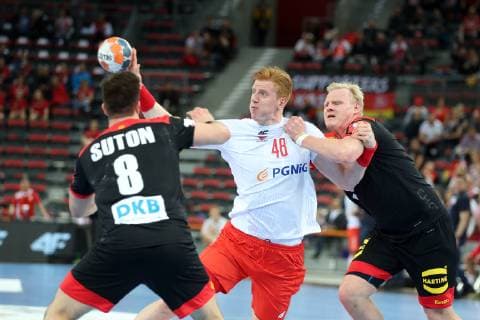 Handball, EM Quali, Polen - Deutschland GLIWICE 10.04.2019 PILKA RECZNA ELIMINACJE MISTRZOSTW EUROPY 2020 MENS European Championship EM Europameisterschaft QUALIFIERS POLSKA - NIEMCY POLAND - GERMANY NZ. TOMASZ GEBALA PATRICK WIENCEK FOT. MICHAL CHWIEDUK FOKUSMEDIA.COM.PL NEWSPIX.PL --- Newspix.pl  190410CHW019