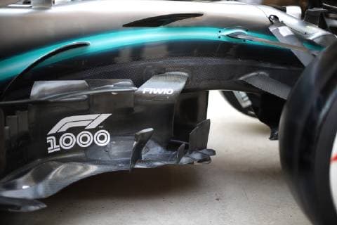 Photo4 LaPresse 11 04 2019 Shanghai, China Grand Prix Formula One China 2019 In the pic: 1000th F1 Gp Celebration Logo on Mercedes AMG F1 W10 EQ Power badge board  Copyright: xPhoto4 LaPressex