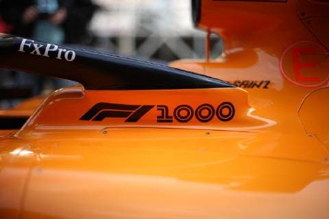 Photo4 LaPresse 11 04 2019 Shanghai, China Grand Prix Formula One China 2019 In the pic: 1000th F1 Gp Celebration Logo on McLaren Renault MCL34  Copyright: xPhoto4 LaPressex