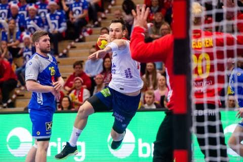 Handball, EHF Euro Cup, Norwegen - Schweden 190411 Christian O Sullivan of Norway during the EHF EURO Cup match between Norway and Sweden on April 11, 2019 in Arendal. Photo: Fredrik Varfjell BILDBYRAN kod FV 150228 Copyright: FREDRIKxVARFJELL BB190411FV007