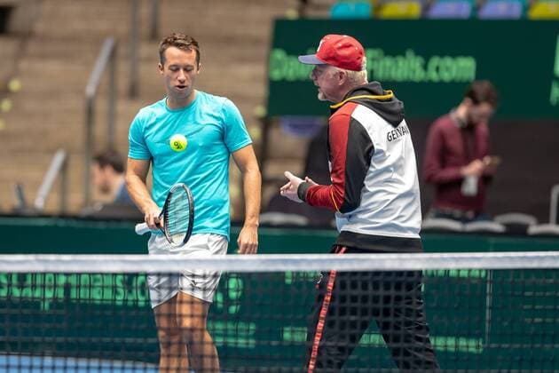 Frankfurt am Main, Fraport Arena, 01.02.2019, Tennis Davis Cup 2019, Bild: v.l. Philipp Kohlschreiber, Boris Becker Frankfurt am Main Fraport Arena Hessen Deutschland