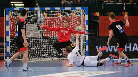 13.04.2019 xkhx Halle, Gerry-Weber-Stadion U21 U 21 Nationalmannschaft des Deutschen Handballbundes U21-Länderspiel Deutschland gegen Tschechien Torwart Marcel Kokoszka (GER)