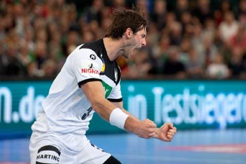 Halle (Westf.), Deutschland 13.04.2019: DHB Qualifikationsspiel - 2018 2019 - Deutschland vs. Polen Uwe Gensheimer (Deutschland) Halle (Westf.) Nordrhein-Westfalen Deutschland Gerry-Weber-Stadion