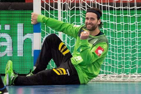 Halle (Westf.), Deutschland 13.04.2019: DHB Qualifikationsspiel - 2018 2019 - Deutschland vs. Polen Silvio Heinevetter (Deutschland) Halle (Westf.) Nordrhein-Westfalen Deutschland Gerry-Weber-Stadion