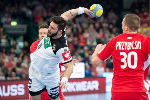 Halle (Westf.), Deutschland 13.04.2019: DHB Qualifikationsspiel - 2018 2019 - Deutschland vs. Polen Tim Suton (Deutschland) Halle (Westf.) Nordrhein-Westfalen Deutschland Gerry-Weber-Stadion