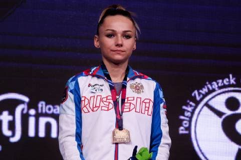 Turnen, EM in Stettin, Siegerehrungen 13.04.2019 SZCZECIN 8. MISTRZOSTWA EUROPY W GIMNASTYCE SPORTOWEJ KOBIET I MEZCZYZN DZIEN 4 - FINALY NA PRZYRZADACH 8th European Championships in Artistic Gymnastics Day 4 - Apparatus Finals N Z MARIA PASEKA (RUS) FOT MATEUSZ SLODKOWSKI FOTONEWS NEWSPIX.PL --- Newspix.pl  20190413FNMS092