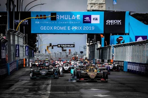 April 13, 2019 - Rome, RM, Italy - The first lap of the Rome E-Prix Round 7 as part of the ABB FIA Formula E Championship on April 13, 2019 in Rome, Italy. Formula E Championship Round 7 GEOX Rome E-Prix 2019 - Race  - ZUMAn230 20190413_zaa_n230_346 Copyright: xDaniloxDixGiovannix