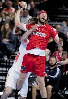Mikkel Hansen under EM kvalifikationskampen i herrehaandbold mellem Danmark og Montenegro, i Royal Arena loerdag den 13. april 2019.. , Copenhagen Denmark