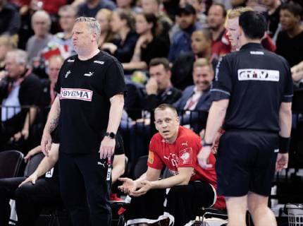 Nikolaj Jacobsen under EM kvalifikationskampen i herrehaandbold mellem Danmark og Montenegro, i Royal Arena loerdag den 13. april 2019.. , Copenhagen Denmark