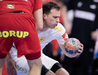 Stevan Vujovic under EM kvalifikationskampen i herrehaandbold mellem Danmark og Montenegro, i Royal Arena loerdag den 13. april 2019.. , Copenhagen Denmark