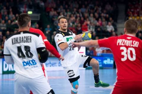 Halle (Westf.), Deutschland 13.04.2019: DHB Qualifikationsspiel - 2018 2019 - Deutschland vs. Polen (M) Kai Häfner (Deutschland) Halle (Westf.) Nordrhein-Westfalen Deutschland Gerry-Weber-Stadion