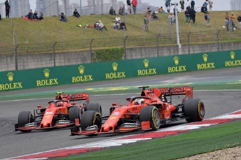 Shanghai, China, 14.04.2019, Formel 1, Formula 1, China Grand Prix, Sebastian Vettel (GER 5), Scuderia Ferrari überholt Charles Leclerc (MCO 16), Scuderia Ferrari ( DeFodi506