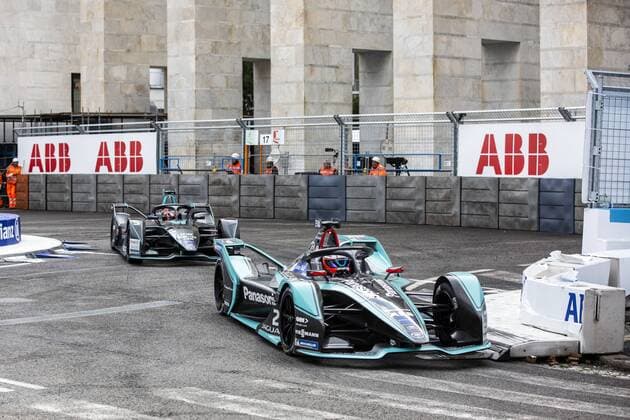 Geox Rome E- Prix - ABB FIA Formula E Championship ABB FIA Formula E Championship - Geox Rome E-Prix The seventh stage of the ABB FIA Formula E Championship was run in Rome, which saw the winner of the Panasonic Jaguar driver Mitch Evans, ahead of Andre Lotterer of DS Automobiles, and Stoffel Vandoorne of HWA. Rome Italy Eur  StefanoxCappax xPacificxPress