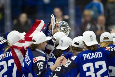 USA win World Championship WM Weltmeisterschaft during the IIHF Womens World Championship 2019 Final Game United States - Finland at the Espoo Metro Arena15. April 2019 in Espoo, Finland. (Tomi Hänninen Newspix24)  Copyright: xTomixHänninenx np24thTHnp2439th011289