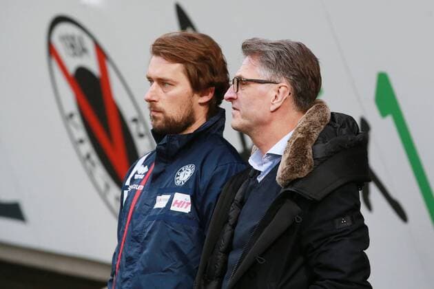 Viktoria Köln vs Fortuna Köln Fußball Herren Bitburger Verbandspokal, FVM Pokal von links: Trainer Tomasz Kaczmarek (Fortuna), Hanns-Jörg Westendorf (Fortuna) 26.03.2019