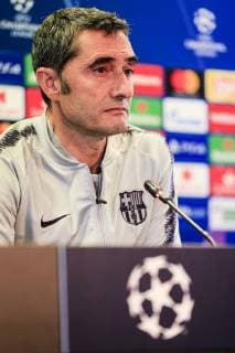 April 15, 2019 - Barcelona, Spain - Ernesto Valverde coach of FC Barcelona Barca during the press conference PK Pressekonferenz before the second leg Champions League match of Quarter final between FC Barcelona and Manchester United ManU in Ciutat Esportiva Joan Gamper in Barcelona 15 of April of 2019, Spain. Ernesto Valverdre Press Conference  - ZUMAn230 20190415_zaa_n230_119 Copyright: xXavierxBonillax