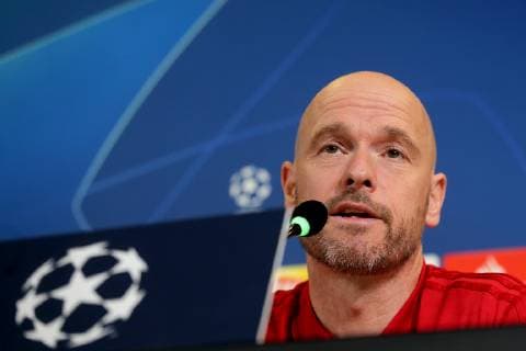 Turin, Italien, 15.04.2019, Ajax Amsterdam Pressekonferenz, Trainer Erik Ten Hag (Ajax) Schaut ( DeFodi541