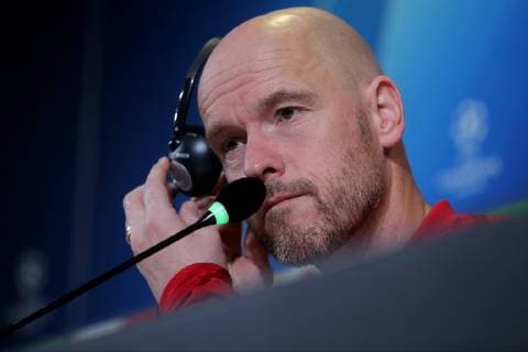 Turin, Italien, 15.04.2019, Ajax Amsterdam Pressekonferenz, Trainer Erik Ten Hag (Ajax) Schaut ( DeFodi541