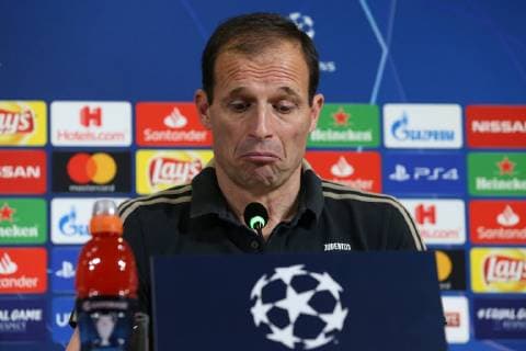 Emre Can midfielder and Massimiliano Allegri manager of Juventus pictured during the press conference PK Pressekonferenz at the Allianz Stadium, Turin. Picture date: 15th April 2019. Picture credit should read: Jonathan Moscrop Sportimage EDITORIAL USE ONLY. No use with unauthorised audio, video, data, fixture lists, club league logos or live services. Online in-match use limited to 120 images, no video emulation. No use in betting, games or single club league player publications. SPI-0039-0008