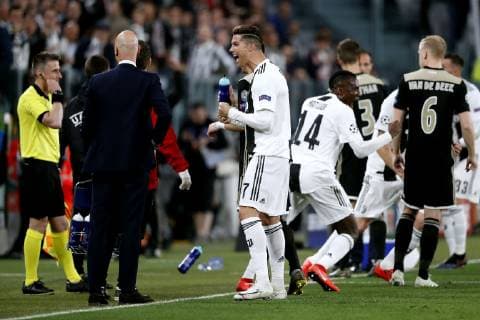 TORINO, Football,16-04-2019, Allianz Stadium . Champions League quarter finals second leg Juventus - Ajax. Juventus player Cristiano Ronaldo celebrating his goal during the game Juventus - Ajax . Juventus - Ajax  x3199804x