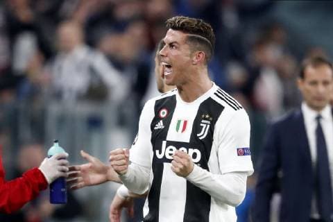 TORINO, Football,16-04-2019, Allianz Stadium . Champions League quarter finals second leg Juventus - Ajax. Juventus player Cristiano Ronaldo celebrating his 1-1 during the game Juventus - Ajax . Juventus - Ajax  x3199953x