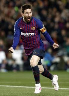 Barcelona s Lionel Messi celebrates after scoring a goal during the UEFA Champions League quarter-final second leg match between Barcelona FC and Manchester United ManU at the Camp Nou stadium, in Barcelona, Spain, 16 April 2019. Barcelons FC vs. Manchester United !ACHTUNG: NUR REDAKTIONELLE NUTZUNG!  Copyright: xAndreuxDalmaux GRAF2610 20190416-636910487159037208