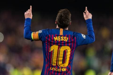Barcelona, Spain, 16.04.2019, UEFA Champions League - 2018 19 Season, Viertelfinale, 2. Runde, FC Barcelona Barca - Manchester United ManU Lionel Messi (Barcelona) celebrates his team s second goal ( DeFodi059
