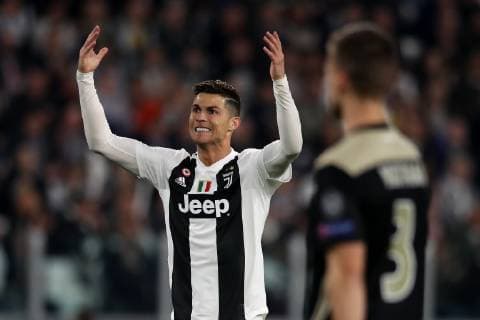 Cristiano Ronaldo of Juventus during the UEFA Champions League match at Allianz Stadium, Turin. Picture date: 16th April 2019. Picture credit should read: Jonathan Moscrop Sportimage EDITORIAL USE ONLY. No use with unauthorised audio, video, data, fixture lists, club league logos or live services. Online in-match use limited to 120 images, no video emulation. No use in betting, games or single club league player publications. SPI-0036-0006