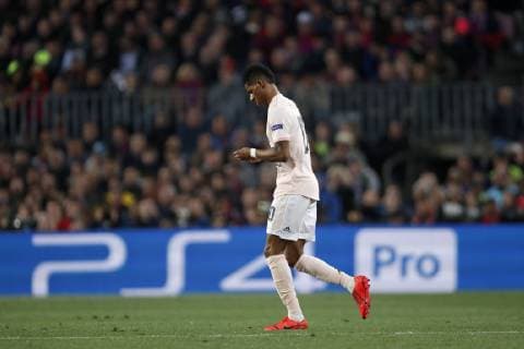 Marcus Rashford of Manchester United ManU with note of coach Ole Gunnar Solskjaer of Manchester United during the UEFA Champions League quarter final match between FC Barcelona Barca and Manchester United FC at Camp Nou on April 16, 2019 in Barcelona, Spain UEFA Champions League 2018 2019 xVIxVIxImagesx xMauricexvanxSteenxIVx 14215317