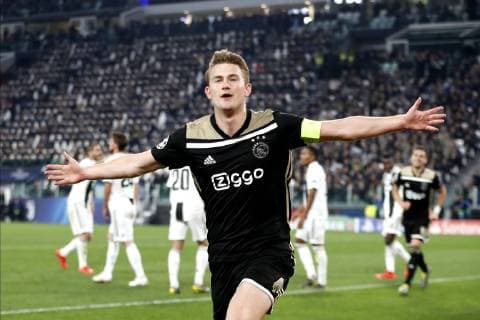 TORINO, Football,16-04-2019, Allianz Stadium . Champions League quarter finals second leg Juventus - Ajax. Ajax player Matthijs de Ligt celebrating his 1-2 during the game Juventus - Ajax . Juventus - Ajax  x3200299x