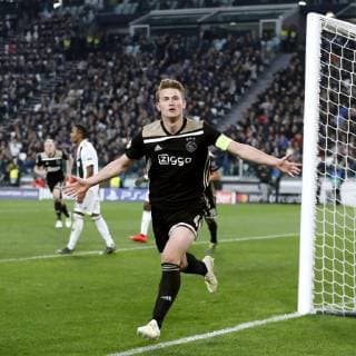 TORINO, Football,16-04-2019, Allianz Stadium . Champions League quarter finals second leg Juventus - Ajax. Ajax player Matthijs de Ligt celebrating his goal during the game Juventus - Ajax . Juventus - Ajax  x3200300x