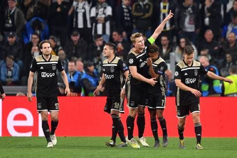 Matthijs de Ligt of Ajax celebrates after scoring goal of 1-2 during the Uefa Champions League 2018 2019 round of 8 second leg football match between Juventus FC and Ajax Amsterdam at Juventus stadium, Turin, March, 12, 2019 Foto Andrea Staccioli Insidefoto andreaxstaccioli