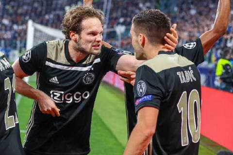 Champions League 2018 2019 Juventus v AFC Ajax 16-04-2019: Voetbal: Juventus v Ajax: Turijn Champions League 2018-2019 Daley Blind of Ajax, Dusan Tadic of Ajax
