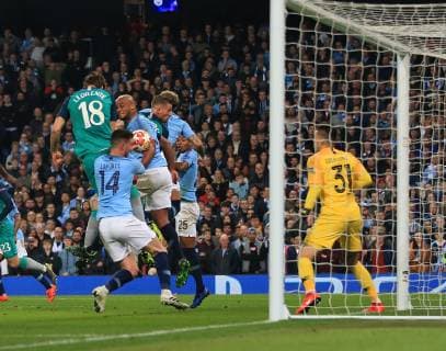 17th April 2019, Etihad Stadium, Manchester, England; UEFA Champions League football, quarter final 2nd leg, Manchester City versus Tottenham Hotspur; Fernando Llorente of Tottenham Hotspur scores from close range to make the score 4-3 in the 73rd minute  ActionPlus12125018 DavidxBlunsden