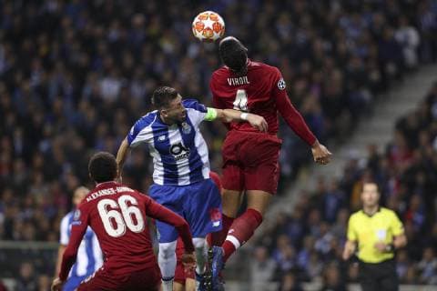 April 17, 2019 - Porto, Porto, Portugal - Virgil Van Dijk defender of Liverpool (R) vies with PortoÃ¢â‚¬â ¢s Mexican midfielder Hector Herrera (L) during the UEFA Champions League, match between FC Porto and Liverpool, at Dragao Stadium in Porto on April 14, 2019. Porto v Liverpool - UEFA Champions League Quarter Final: Second Leg  - ZUMAn230 20190417_zaa_n230_457 Copyright: xDpix