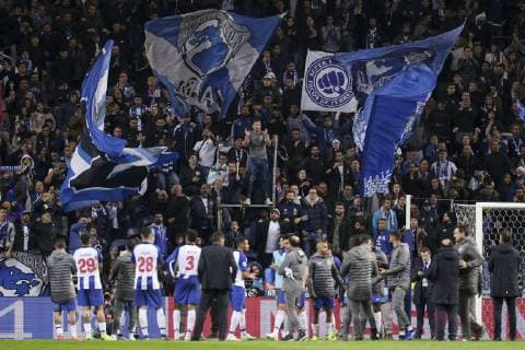 April 17, 2019 - Porto, Porto, Portugal - FC Porto team and supporters during the UEFA Champions League, match between FC Porto and Liverpool, at Dragao Stadium in Porto on April 14, 2019. Porto v Liverpool - UEFA Champions League Quarter Final: Second Leg  - ZUMAn230 20190417_zaa_n230_573 Copyright: xDpix