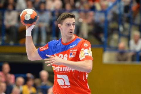 Lukas Saueressig (HBW Balingen-Weilstetten), EHV Aue vs. HBW Balingen-Weilstetten, 18.04.2019, 2. Handball-Bundesliga, EHV Aue vs.HBW Balingen, Handball, 2. Bundesliga, 18.04.2019 Loessnitz Copyright: xEIBNER BertxHarzerx EP_BHR