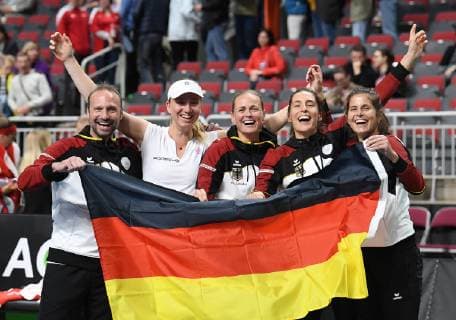 2019 Fed Cup World Group Play Off Second Day Winning Team Germany Julia Goerges , GER Andrea Petkovic , GER Mona Barthel , GER Anna-Lena Groenefeld , GER Captain Jens Gerlach , GER